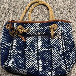 Michael Kors Navy and White Graphic Tote